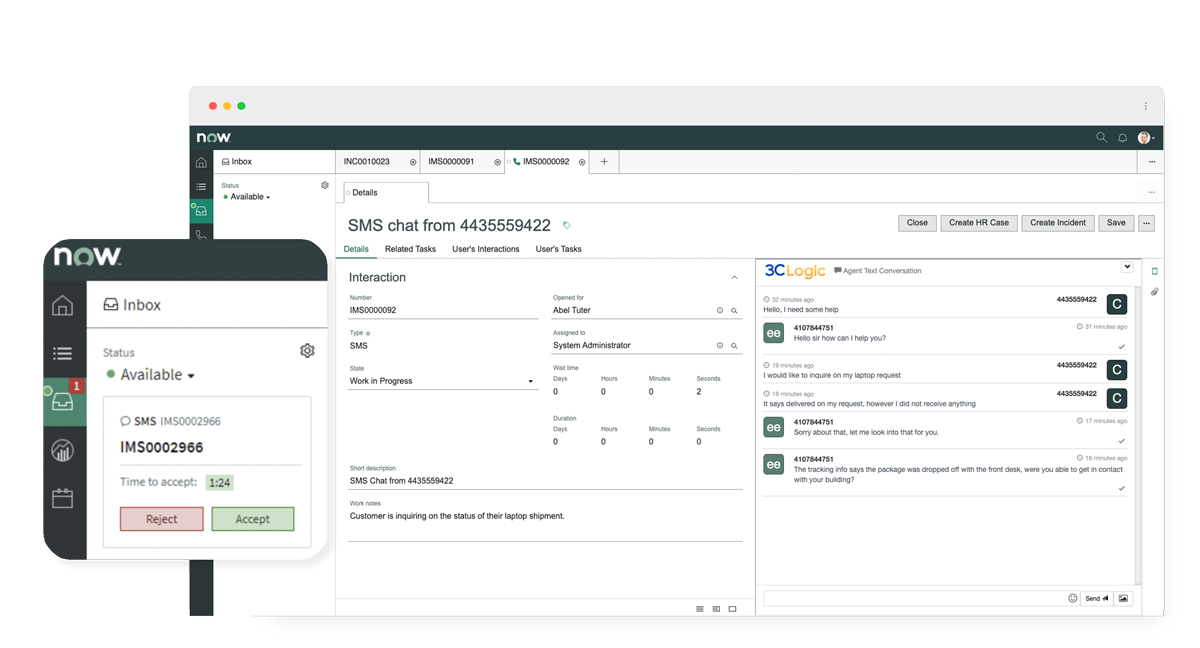 3CLogic-2-Way_SMS_ServiceNow-Demo