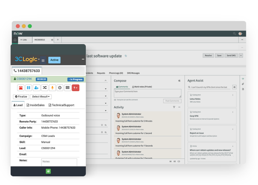 3CLogic ServiceNow ITSM CTI