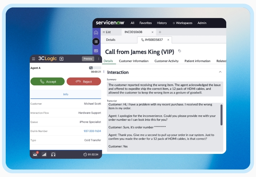 Agent Optimization & CTI for ServiceNow
