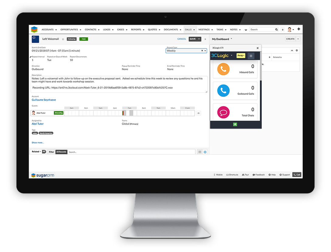 3CLogic-SugarCRM-Automated Call Logging