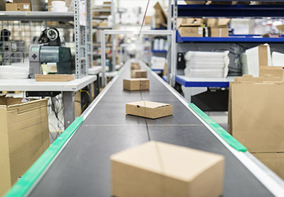 boxes on a conveyer belt